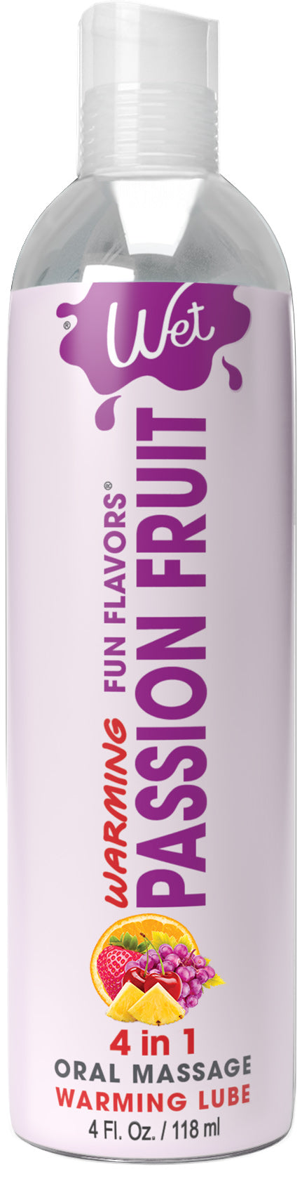 Wet Warming Fun Flavors - Passion Fruit - 4 in 1 Lubricant 4 Oz WT20418