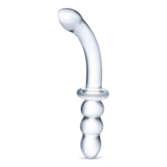 8 Inch Ribbed G-Spot Glass Dildo - Clear GLAS-152